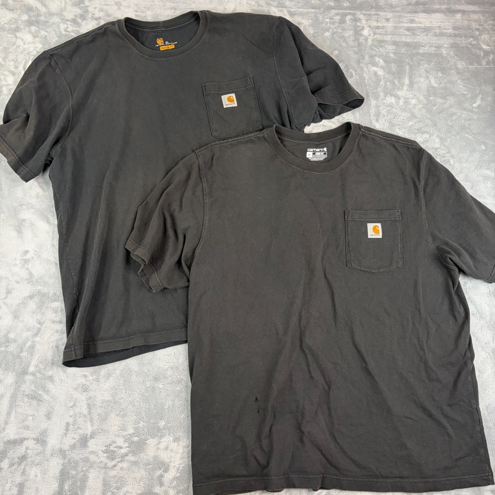 Carhartt Tee Shirts Men's XL Black Short Sleeve Pocket Tee Lot of 2 Work